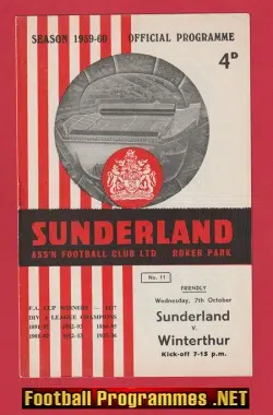 Sunderland v Winterthur 1959 – Friendly Game v Germans