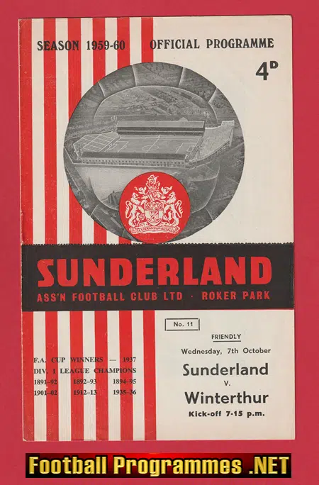Sunderland v Winterthur 1959 – Friendly Game v Germans