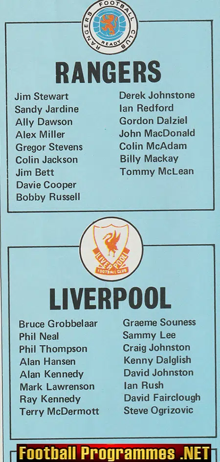 Glasgow Rangers v Liverpool 1981 - Opening Of The New Stand