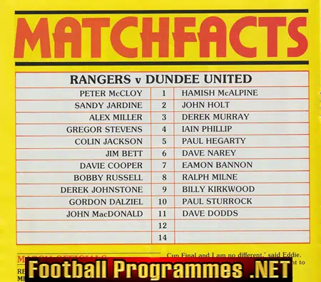 Glasgow Rangers v Dundee United 1981 - Scottish League Cup Final