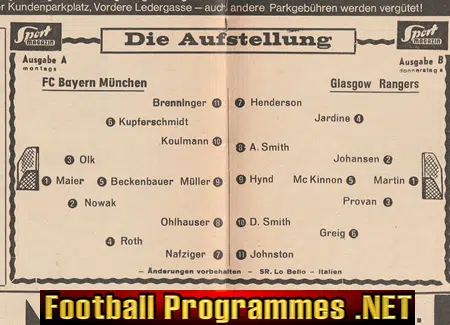 Bayern Munich v Glasgow Rangers 1967 - ECWC Cup Final Germany
