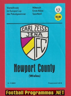 Carl Zeiss Jena v Newport County 1981 – ECWC Germany