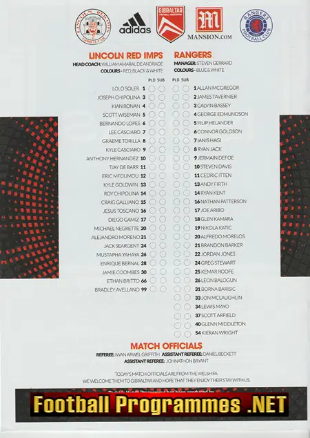 Lincoln Red Imps v Glasgow Rangers 2020 - Europa Cup Gibraltar
