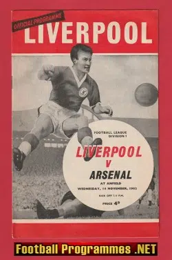 Liverpool v Arsenal 1962 - 1960s Football Programme