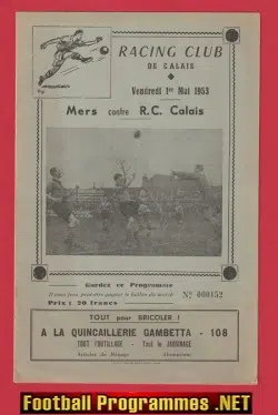 Racing Club De Calais v Mers 1953 – French – France