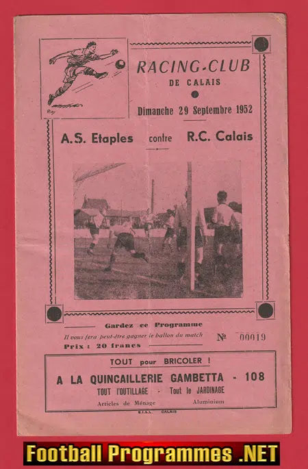 Racing Club De Calais v AS Etaples 1952 – French – France