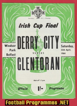 Glentoran v Derry City 1964 – Irish Cup Final Belfast Ireland
