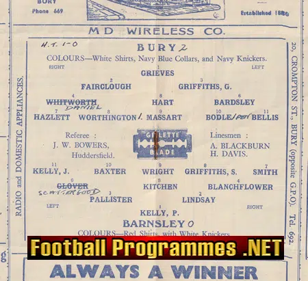 Bury v Barnsley 1950