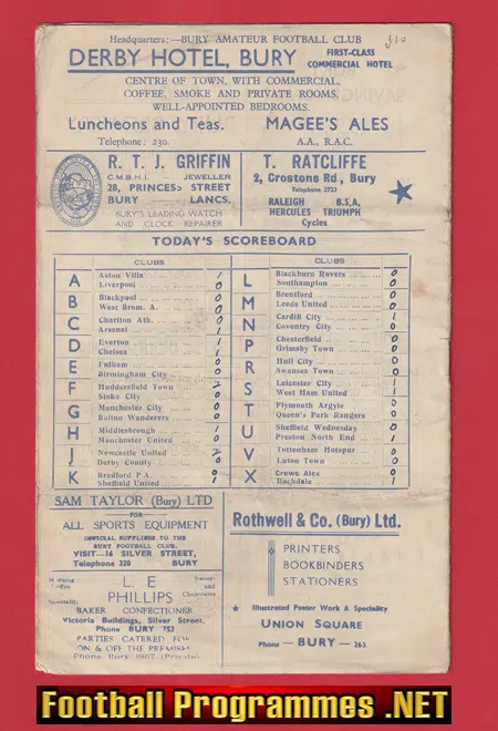 Bury v Barnsley 1950