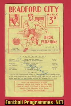 Bradford City v Halifax Town 1963 – Multi Autographed SIGNED