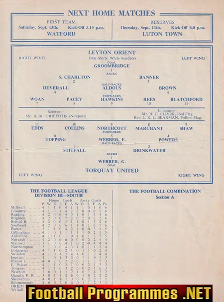 Leyton Orient v Torquay United 1952
