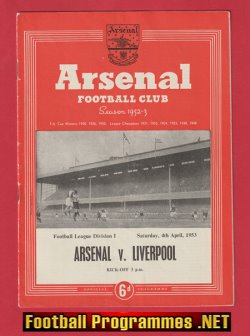 Arsenal v Liverpool 1953 – 1950s Programme