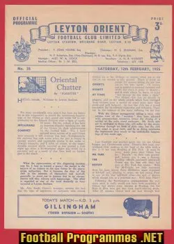 Leyton Orient v Gillingham 1955