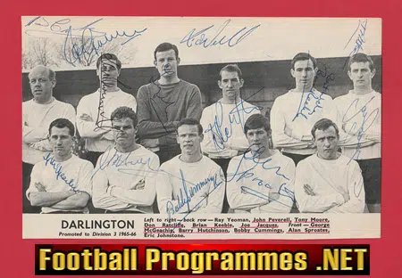 Darlington Football Club multi SIGNED Team Picture 1965