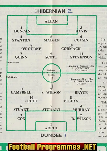 Hibernian Hibs v Dundee 1967 - Scottish Programmes
