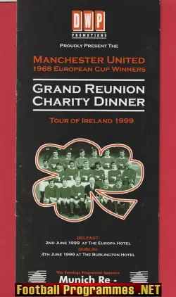 Manchester United European Cup Winners Sporting Dinner Menu 1999