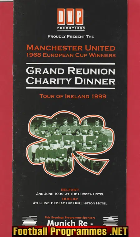 Manchester United European Cup Winners Sporting Dinner Menu 1999
