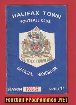 Halifax Town Football Club Official Hanbook 1966 - 1967
