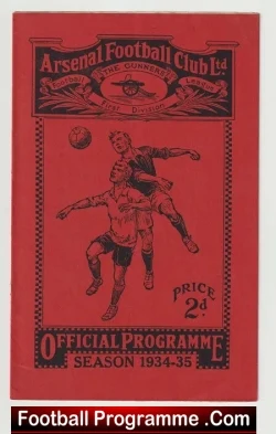 Arsenal v Liverpool 1934 - 1930's Football Programme