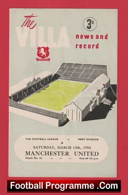Aston Villa v Manchester United 1954 – Man Utd Busby Babes