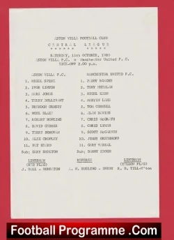 Aston Villa v Manchester United 1980 – Reserves Match