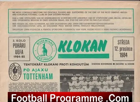 Bohemians Praha 1905 v Tottenham 1984 – Prague Czech