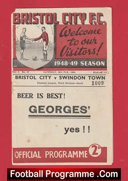Bristol City v Swindon Town 1949