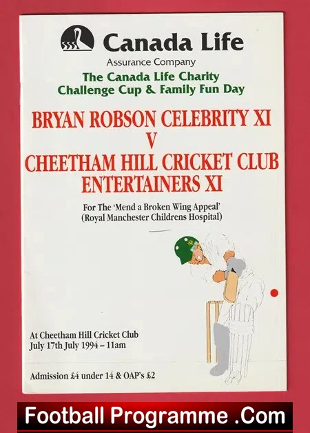 Bryan Robson v Cheetham Hill Cricket Club 1994 – Manchester