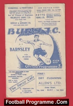 Bury v Barnsley 1950 - football programme