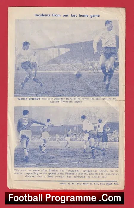 Bury v Birmingham City 1963 - FA Cup Replay Single Sheet
