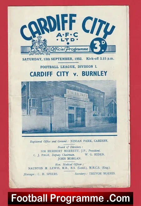 Cardiff City v Burnley 1952