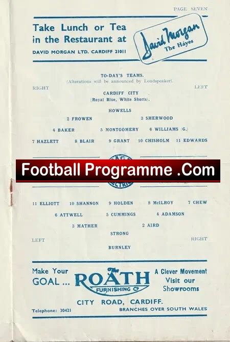 Cardiff City v Burnley 1952