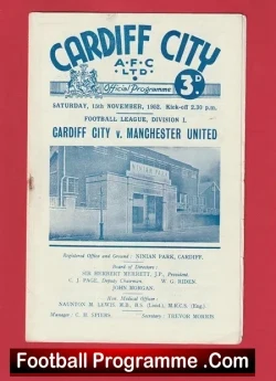 Cardiff City v Manchester United 1952 - Busby Babes - Man Utd - football programme