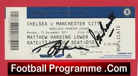 Chelsea v Manchester City 2011 – Ticket SIGNED Harris + Bonetti