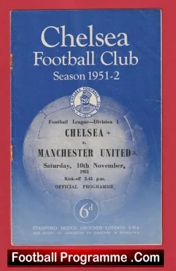 Chelsea v Manchester United 1951 - Man Utd 1950s - football programme