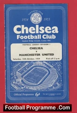 Chelsea v Manchester United 1954 First Chelsea Champions Season - football programme