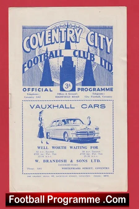 Coventry City v Southend United 1953
