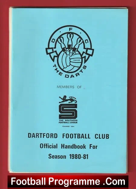 Dartford Football Club Official Handbook 1980 - 1981