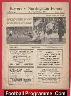 Doncaster Rovers v Nottingham Forest 1952 – 1950’s Programme
