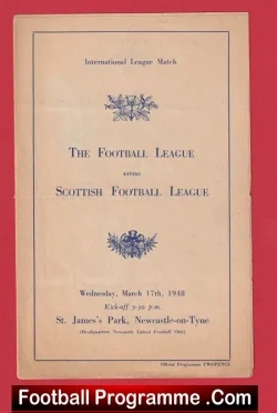 England Football League v Scotland League 1948 – at Newcastle