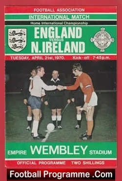 England v Northern Ireland 1970 - 100th Cap Bobby Charlton - football programme