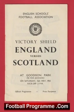 England v Scotland 1955 – Schools Victory Shield at Everton