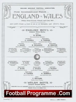 England v Wales 1907 – 1900’s Football Programme