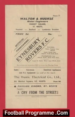 Eynesbury Rovers v Harwich Parkeston 1959 – 1950s Programme