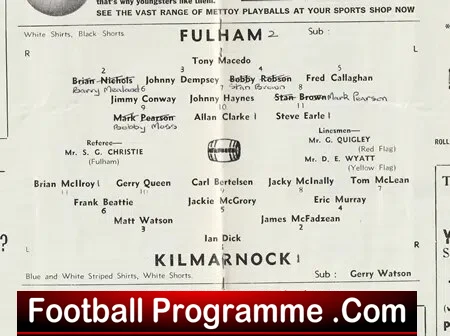 Fulham v Kilmarnock 1967 - Friendly Game