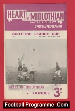 Heart Of Midlothian v Dundee 1954 - Hearts 1950s Scotland - football programme