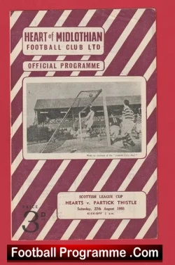 Heart Of Midlothian v Partick Thistle 1955 - football programme