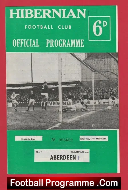Hibernian Hibs v Aberdeen 1967 – Scottish Programme