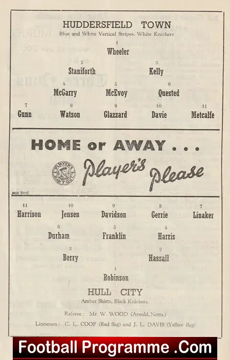 Huddersfield Town v Hull City 1952 - 1950's