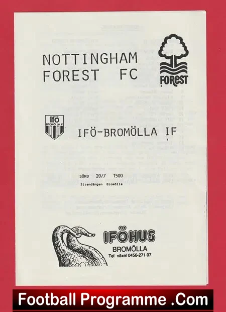 IFO Bromolla v Nottingham Forest 1980’s Official Souvenir Sweden